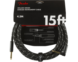 Nástrojový kabel FENDER CABLE DELUXE SERIES 15' ANGLED BLACK TWEED