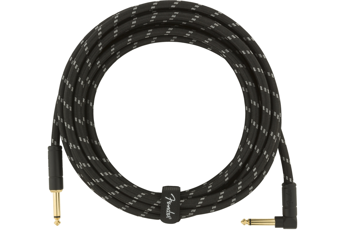 Nástrojový kabel FENDER CABLE DELUXE SERIES 15' ANGLED BLACK TWEED