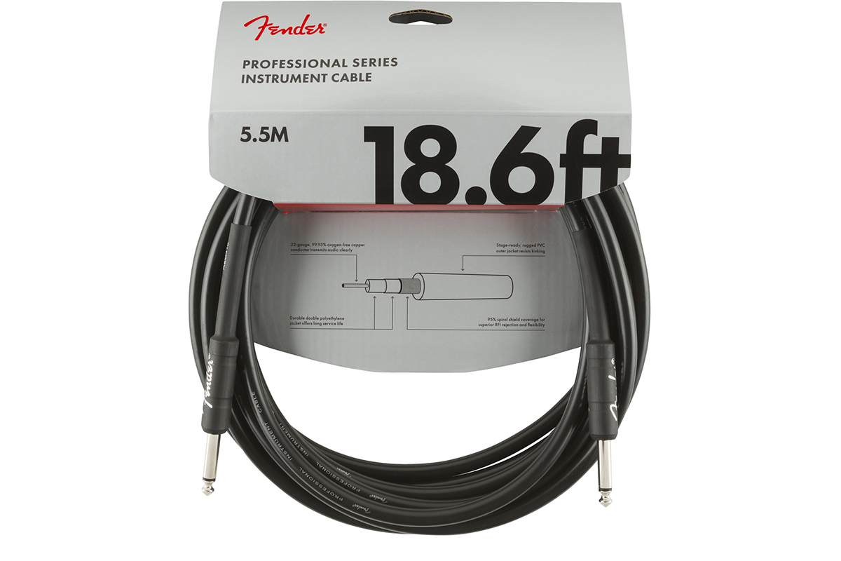 Nástrojový kabel FENDER CABLE PROFESSIONAL 18.6' BLACK