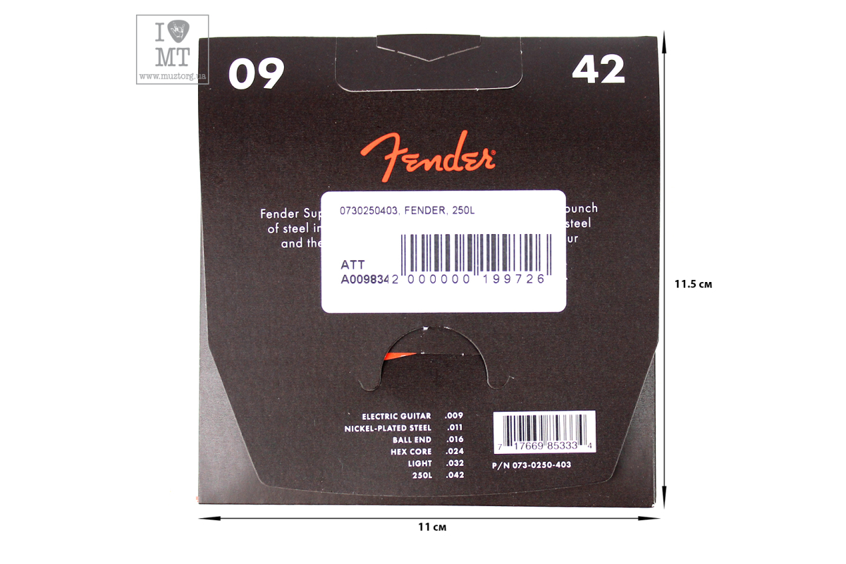 Struny pro elektrické kytary FENDER 250L NICKEL-PLATED STEEL GUITAR STRINGS 9-42
